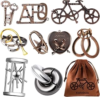 9pcs Metal Brain Teaser Puzzles Lock Puzzle Games Set Gift for Adults Teenagers
