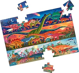 Melissa & Doug Dinosaurs Jumbo Floor Puzzle, 48-Piece Prehistoric-Themed Jigsaw Puzzle with Dinosaurs and Illustrated Guide, 3 x 2 Foot Kids Puzzles for Toddlers Ages 3+