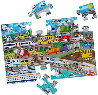 Melissa & Doug Traffic Jam, City Vehicle Themed Jumbo Floor Puzzle, 24-Piece Jigsaw Puzzle with Multiple Vehicles, 3 x 2 Foot Toddler Puzzles for Kids Ages 3+