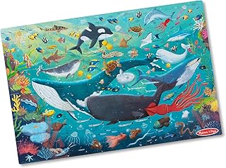 Melissa & Doug Underwater Jumbo Floor Puzzle, 48-Piece Ocean-Themed Jigsaw Puzzle with Sea Animals and Illustrated Guide, 3 x 2 Foot Kids Puzzles for Toddlers Ages 3+