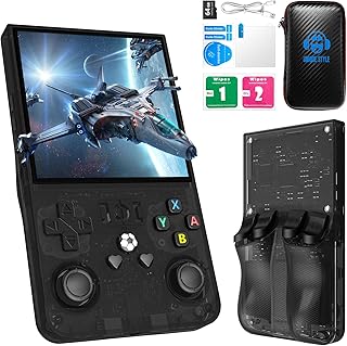 R36MAX Retro Handheld Game Console, 4.0 Inch 720x720 IPS Screen, 64GB Built-in 18,000+ Classic Game, Portable Hand Held Open Source Linux System, 4000mAh Battery Retro Gaming Console（Black 16GB）