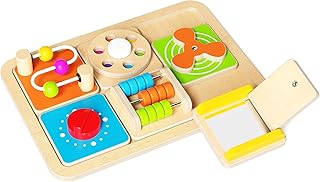 Montessori Busy Board for 1 Year Old, Sensory Activity Cube with Fine Motor Skills, Travel Activities Cube Gifts for Toddlers 1-3, Learning Education Toy for Baby Boy Girl Birthday Gifts