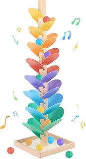 Marble Run Wood Ball Drop Toy for Kids 3-5 Toddlers Wooden Musical Tree Set Ball Run Toys for 4-8 8-12 Years Old Marble Tree Montessori Toys Christmas Birthday Gift (1.1inch Balls)