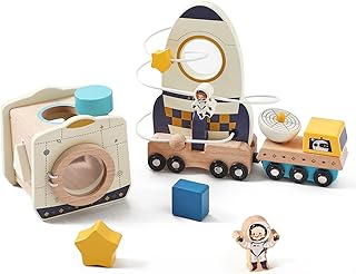 ibwaae Space Toys, Montessori Toys for 1 2 3 Year Old First Birthday Gift,Educational Learning Toys for Toddlers, Baby Toys with Shape Sorter Stacking