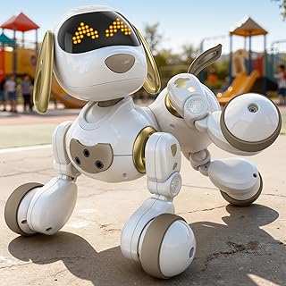 Ruko 18011 Smart Robot Dog, Interactive Puppy with 30 LED Expressions, Programmable Play, 2.4 GHz Remote & Gesture Control, Toy for Kids Age 3+