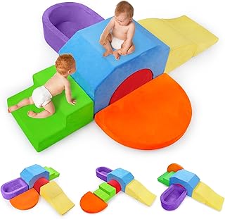 6-Piece Soft Foam Climbing Blocks for Toddlers & Babies – Indoor Baby Climbing Toys Set, Toddler Foam Play Gym with Non-Slip Base, Sensory Play Climber, Indoor Climb and Crawl Activity Play Set