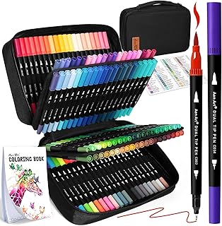 120 Colors Dual Tip Brush Pens Art Markers for Adult Coloring Books, Artist Drawing Sketch Markers Set with Fine & Brush Tip