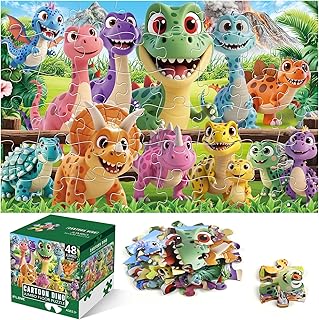 Jumbo Floor Puzzle for Kids Ages 4-6,48 Piece Cartoon Dinosaur Large Jigsaw Puzzles,Learning Toys for Toddlers Ages 3-5,Children Homeschool Educational Easter Gift for Boy Girl Ages 4-8