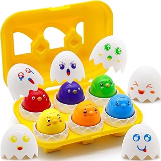WEEJOYGAM Easter Eggs Toys for Toddlers 1-3, Sensory Matching Game Montessori Toddler Toys 1-2, Color Sorting Easter Basket Stuffers Birthday Gift for 1 2 3 Year Old Boy Girl, Kids Shape Sorter Puzzle