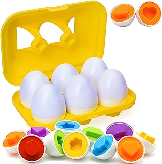 WEEJOYGAM Easter Eggs Toys for Toddlers 1-3, Color Sorting Shape Sorter Matching Game Montessori Sensory Educational Learning Toys for 1 2 3 Year Old Girl Boy Kids Birthday Gift Easter Basket Stuffers