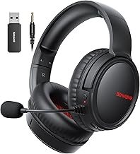 BINNUNE Wireless Gaming Headset with Mic, Lightweight Over-Ear Gaming Headphones Comfort for Long Gaming Sessions, Low Latency Wireless + Bluetooth, Noise Cancelling Mic, 50mm Drivers, 40H Battery