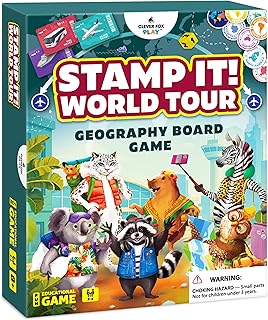 Stamp It! World Tour Geography Board Game for Kids Aged 8-12 – Travel Across Continents & Collect Stamps – Educational World Adventure & Map Trivia for Classroom for Geography Lovers
