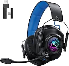 Wireless Gaming Headset with Noise Canceling Microphone for PC, PS5, PS4, Switch, Mac, 2.4 GHz Wireless & Bluetooth 5.4 Gaming Headphones, Cool RGB Lighting, 50Hr Battery, 50mm Drivers(Blue)