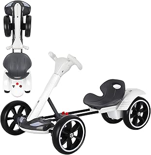Electric Go-Kart, Four-Wheel Pedal Go-Kart, Dual Batteries, Adjustable Seat, Non-Slip and Wear-Resistant Tires, Three-Color Lights, Music, Suitable for Boys and Girls Aged 3-8