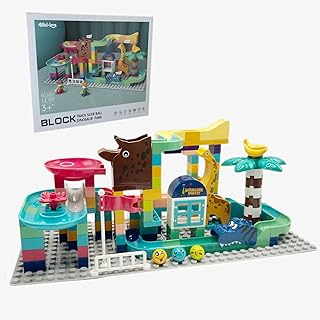 147Pcs Marble Track Classic Big Blocks Toys Set, STEM Educational Construction Toy with Dinosaur and Giraffe Theme, of Marble Run Toys for Kids Age 3+