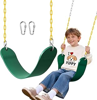 SEKKVY Swing Seats with 66" Heavy Duty Chains, Swing Set Accessories Replacement with Snap Hooks, Toddler Swings Supports 250 lbs for Outdoor Backyard Playground, Indoor Swing for Kids, Green
