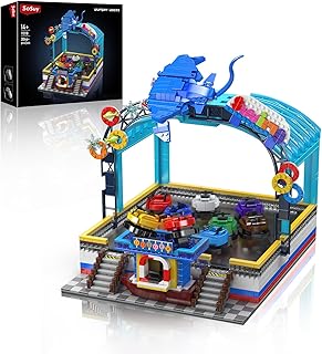 Sosuy Bumper-Boat Ride Building Blocks Set, 2044+ Pcs Amusement Park Model with Motor Remote Control, STEM Engineering Toy for Boys Adults, Teens, Girls, Creative City for Collectors