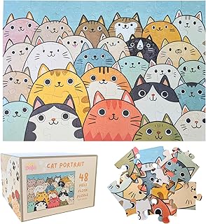 Cat Portrait Jumbo Floor Puzzle for Kids - 48 Large Pieces, 3ft x 2ft - Toddler Puzzles, Preschool Learning Toys, Big Piece Floor Puzzles for Kids - Tot Dojo