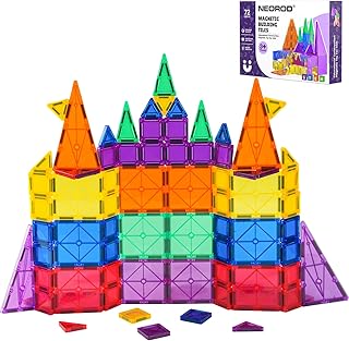 NEOROD Magnetic Tiles Travel Set - 72 PCS Regular & Mini Mixed Building Tiles - STEM Educational Toys for Toddlers & Kids - Portable Storage Box for Outing - Birthday Gift for Boys Girls