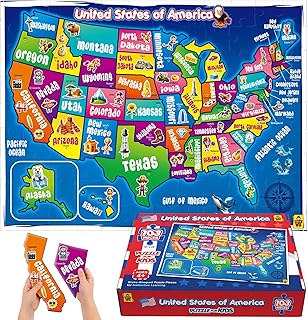 United States Map Puzzle for Kids Ages 4-8 - 103 Piece USA Geography Floor Jigsaw with State Shaped Pieces, Large 18x24 Educational Learning Toy – Each State is Individual Flat Piece