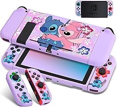 Xcitifun Case Designed for Nintendo Switch for Girls Boys Kids Soft Slim TPU Switch Cases Cute Kawaii Character Cartoon Protective Shell Cover Compatible with Nintendo Switch 2017 - Purple Dog