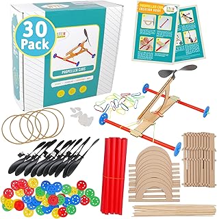 Rubber Band Propeller Car Kit (30 Pack) – DIY STEM Activity for Kids, Complete Science & Engineering Project for Kids, Classroom Bulk Set, Ages 8 and up