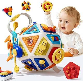 22‑in‑1Toddler Busy Board Activity Cube Toys, Montessori Sensory Toy & Travel Leaning for Toddlers, Early Education Active Toy and Fine Motor Skills Development Toy for 1 2 3 Years Old Boys & Girls