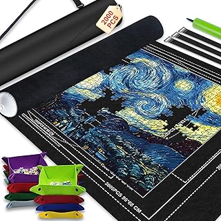 Napzy Jigsaw Puzzle Mat with 8 Sorter Trays, Roll Up Storage for 2000 1500 1000 Pieces Puzzle, Portable Puzzle Saver & Organizer, Inflatable Tube, Air Pump, Straps & Carry Bag for Travel