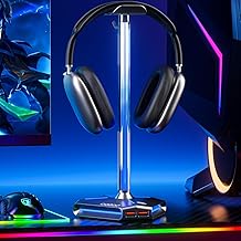 RGB Headphone Stand with 2 USB Ports & Extension Cord, Gaming Headset Holder for Desktop, PC Gaming Accessories, Gifts for Teen Boys, Men, Boyfriend, Gaming Setup Organizer