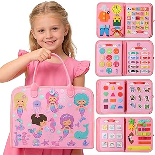 Busy Board Montessori Toys for Kids, Sensory Busy Book Board Toys for Toddlers, Preschool Learning Activities Quiet Books Airplane Car Travel Toy.