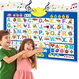 QUOKKA Educational Toys for Kids 5-7 Year Old - Blue ABC Chart Learning Wall Chart for Toddlers Age 3 4 6+ - Interactive Speech Therapy Poster Boy Girl - Autism Puzzle Game 8-10-12