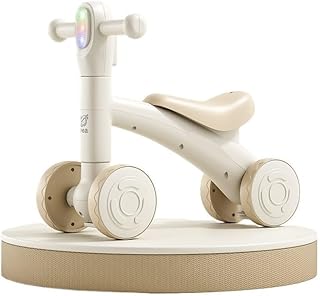 2-in-1Balance Bike Rocker n Ride with Detachable Balance Board Colorful Lights & Music Indoor Outdoor(Khaki,No Rocking Board)