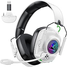 Wireless Gaming Headset for Xbox Series X|S, Xbox One, PC, PS5, PS4, Mac, Switch, 2.4 GHz Wireless & Bluetooth 5.4 Gaming Headphones with Noise Canceling Microphone, 50Hr Battery, 50mm Drivers-White