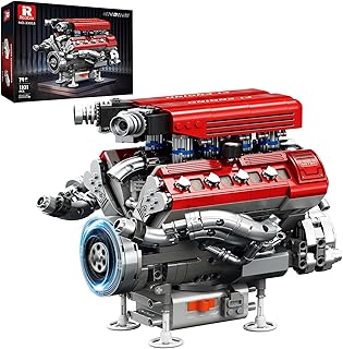 Reobrix V8 Engine Building Set for Adults, 1101 PCS Mechanical Building Blocks with Realistic Engine Motor, Car Engine Engineering DIY Model Kit, STEM Educational Gift for Car Lovers & Collectors