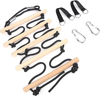 Acouto Kids Climbing Rope Ladder Swing Recreation Toy 5 Steps Kid Wooded Playing Climbing Rope Ladder Fitness Equipment Indoor Using Set Attachments Climber Attachments