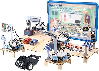 ACEBOTT Intelligent Transportation Kit + SharkBot, 2 in 1 Smart Robot Car Kit Compatible with Arduino & Scratch, STEM Toys Coding Robot Kit for STEM Classroom & Home Education,Gifts for Kids and Teens