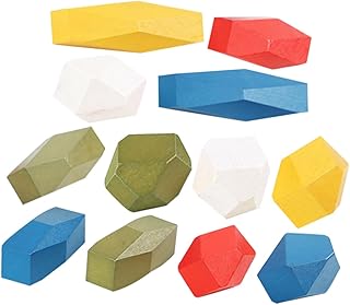 BESPORTBLE 12Pcs Wooden Stacking Stones Block for Educational Building Blocks with Bright Colors Smooth Edges Hand-Eye Coordination Gift for Boys