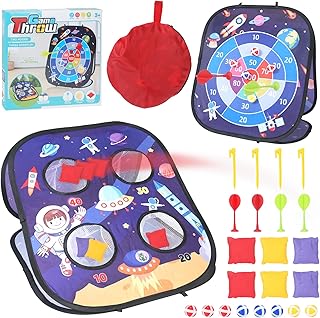 NewFamily Space Bean Bag Toss Toy for Toddlers, Cornhole Set Outdoor Toys for Kids Lawn Camping Beach Backyard Games, Birthday Gift for Boys