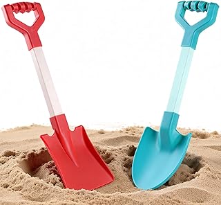 20” Long Sand Beach Shovels for Kids, Beach Spades Sand Shovels Toys Sandbox Garden Snow, Summer Sand Scoops Spades Toy for Boys and Girls 2 Pack Blue & Red