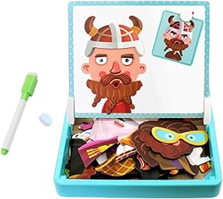 Magnetic Puzzle Book for Kids, Double Sided Magnetic Puzzles Face Dress Up Travel Game, Creative Learning Toy for 3-6 Years Old, Fun Fridge Magnets Enhances Creativity & Imagination (Occupations)