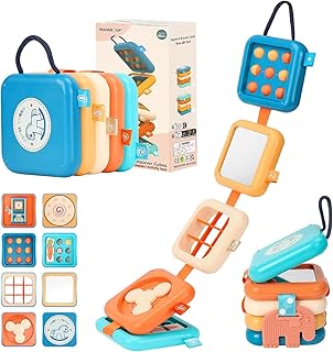Busy Board for 1 2 3 Year Old - Montessori Travel Toy with Fine Motor Activities, Busy Cube Sensory Learning for Toddlers 1-3 - Perfect Baby Boy Girl Gift & Airplane Car Activity
