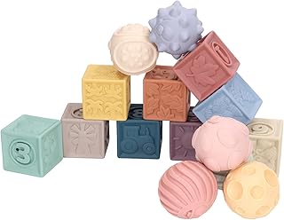 ciciglow Safe and Soft Building Blocks Baby Toys, Food Grade Silicone Stacking Blocks, Teething Relief, Grip Enhancing, Shower Floating, 15pcs