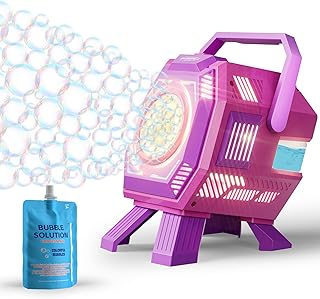 Bubble Machine with Lights, Big Bubble, Up to 15,000 Bubbles/Min, 320ml Large Tank, Battery Operated Portable Handheld Bubble Blower for Kids, Birthday Parties, Weddings, Indoor & Outdoor Activities