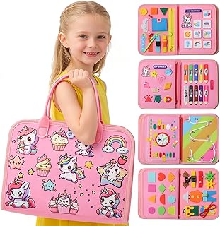 Busy Board Montessori Toys for Toddlers, Busy Book Sensory Learning Toys, Educational Activity Book Board Sensory Travel Toy.