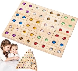 Wooden Building Blocks Set for Kids | Wooden Kids Blocking Set for Rainbow Building,Rainbow Acrylic Block Construction Toy, Learning Educational Sensory Toys