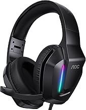 AOC Gaming Headset for PS5, PS4, PC, Mac, Switch, Xbox Series, Surround Sound RGB Gaming Headphones with Noise Canceling Microphone, 50MM Dynamic Drivers, 3.5MM Audio Jack, Black