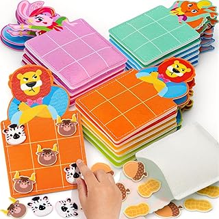 Golray 16Pack Tic Tac Toe Strategic Board Games for Kids Animal Party Favors Birthday Gift Bulk Goodie Treat Bag Stuffers Classroom Carnival Prizes Travel Games Treasure Chest Box Jungle Animal Toys
