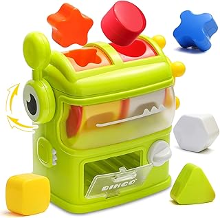 Shape Sorter Toys, Baby Blocks Color Shape Sorter Toys for Toddlers 1-3, Montessori Color Matching and Sorting Learning Toy with 6 Rattle Shape Blocks for Infant Gifts.
