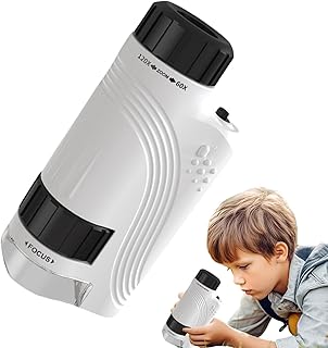 Portable Microscope for Children, Scientific Toy 60-120X - with LED Light and Portable Microscope - for Boys Girls Teens Classroom Study Camping School Activity Outdoor Observation