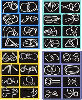Metal Puzzle Games - 32 Brain Teaser Set Metal, Wire Challenge Toys, Tricky Logic Puzzles, Dexterity Mind Games, Durable Steel Shapes, Fun Skill Builders, Party Favor Collection | Mind Puzzle Set